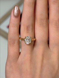 Luxury Oval Cut Diamond Half Bezel Solitaire <b>Ring</b> 2.02CT 18K Solid Gold Romantic Engagement Charm Gift For Girlfriends - Product Image 2