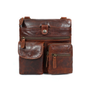 Bolso Mensajero de Cuero Marrón Desgastado – Bolso Cruzado Italiano, Diseño Versátil - Product Image 3