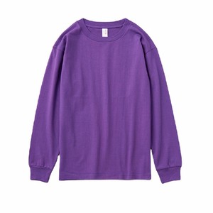 Camiseta de Jersey de Algodón Personalizada para Hombre, Manga Larga, Cuello Redondo, Color Morado, Corte Regular, Informal, Color Sólido, Tejido Liso Teñido, OEM - Product Image 2