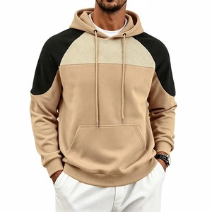 Sudadera con Capucha para Hombre, Diseño de Bloques de Color Negro y Gris, Manga Raglán, Bolsillos de Felpa Francesa, Corte Regular Informal, Ropa de Otoño 2027 - Product Image 3