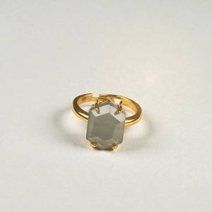 925 Silver Natural Hexagon Gemstone <b>Ring</b> — 10x14mm Geometric Gemstone <b>Ring</b> - Modern Statement <b>Ring</b> - Product Image 4