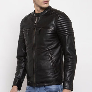 CLASSIC INVENTORS New Autumn/Winter Motorcycle Genuine Leather <b>Jacket</b> Slim Fit Standing Collar Yarn Dyed Zipper <b>Punk</b> Style Men's - Product Image 2