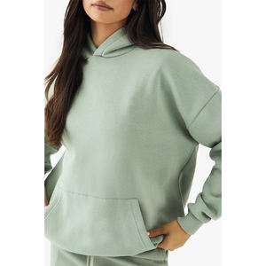Conjunto de sudadera con capucha y pantalón de chándal de 2 piezas con cremallera completa, lavado ácido desgastado personalizado, bordado, para mujer - Product Image 3