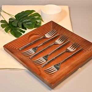 Juego de 6 tenedores de acero inoxidable con acabado satinado, modernos, aptos para lavavajillas, a buen precio. - Product Image 6