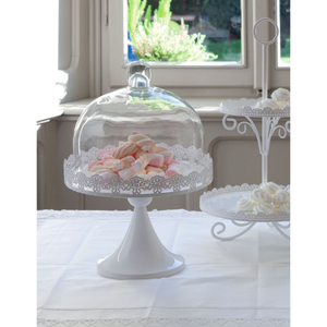 Supports à gâteaux en métal au design attrayant avec couvercle en verre, présentoir à desserts rond de haute qualité, accessoires pour gâteaux d'anniversaire à domicile - Product Image 5