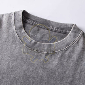 T-shirt gris délavé pour homme, manches courtes, col rond, imprimé décontracté, coupe classique, 100 % coton, tissu jersey respirant - Product Image 3