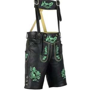 Lederhosen Oktoberfest Trachten para hombre, de cuero negro, tallas europeas del 46 al 62, en stock - Product Image 1