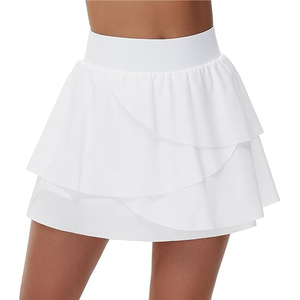 Women's High Waist Breathable Gym Shorts Seamless Yoga Training Sports Athletic Tennis <b>Skirt</b> with Contoured Waistbands - Product Image 2