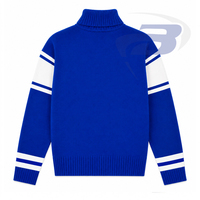 Pull à col roulé bleu royal Zeta Phi Beta Sorority avec rayures blanches et logo brodé, style preppy, pull d'hiver pour femmes