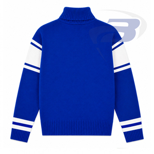 Pull à col roulé bleu royal Zeta Phi Beta Sorority avec rayures blanches et logo brodé, style preppy, pull d'hiver pour femmes - Product Image 3