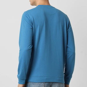 Sudadera de Hombre de Cuello Redondo, Oversize, de Invierno, Transpirable, de Secado Rápido, Color Azul Sólido, de Alta Calidad y Sostenible, Mezcla de Algodón Personalizada - Product Image 2