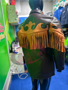 Chaqueta Western de Cuero Genuino para Hombre con Flecos, Cuello Camisero, Corte Regular, Estilo Otoñal - Product Image 5