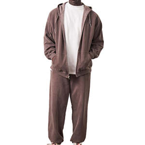Dernier design de survêtements pour hommes effet délavé à l'acide, haute qualité, personnalisés, coupe oversize, avec fermeture éclair intégrale, style évasé - Product Image 6