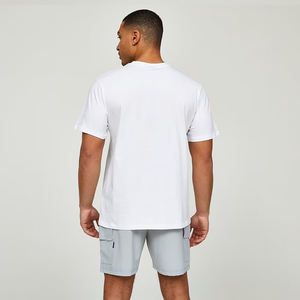 Men Athletic Tracksuit <b>Set</b> Shorts and T Shirt Custom Sportswear 100% Cotton Clothing Elastic Waist Short Sleeves Crew Neck - Product Image 2