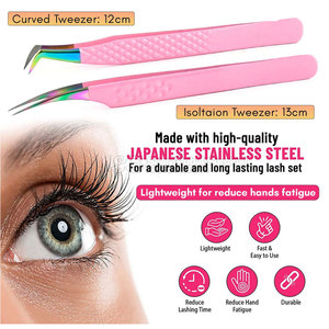 Pince à épiler en acier inoxydable de qualité professionnelle pour extensions de cils - Outil de précision et de contrôle pour artiste en cils - Product Image 5