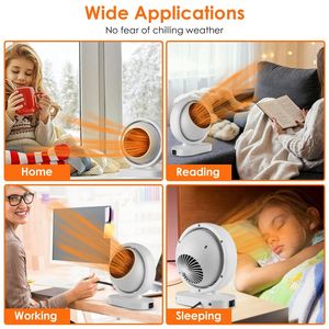 Chauffage électrique portable de bureau 300W, angle d'inclinaison de 30 degrés, chauffage rapide en 3 secondes, protection contre la surchauffe pour usage intérieur - Product Image 6