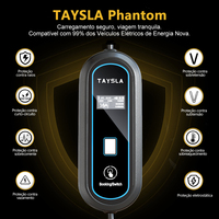 Pengisi Daya Mobil Listrik TAYSLA Phantom 3.5KW 32A Tipe 2 EV Charger BR Plug 80V-260V 3.5M Penggunaan Seluruh Dunia Pengiriman Dari Brasil