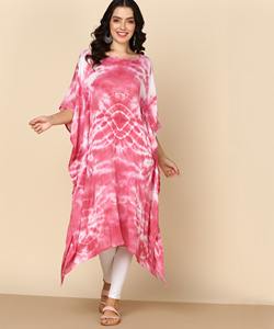 High Quality Designer Rayon <b>Kaftan</b> Tie Dyed <b>Summer</b> Daily Wear Regular Fit Sweetheart neck at Best Price by Supplier - Product Image 1