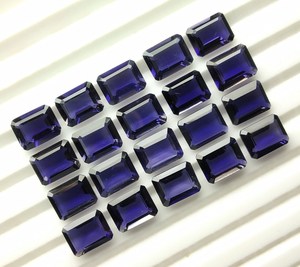 Lote al por mayor de gemas sueltas de iolita natural de primera calidad, 7x5mm, talla octogonal facetada, iolita azul violeta calibrada con corte esmeralda AAA - Product Image 2