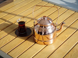 High End Traditional Copper Tea <b>Kettle</b> with Beautiful Curved Pouring Spout Decorative Copper Handle Matching Lid Wide Rounded - Product Image 4