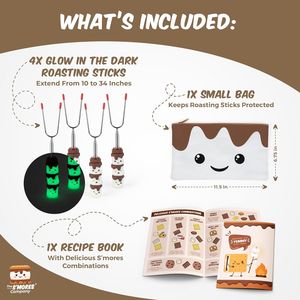 Set di 4 Bastoncini Telescopici Extra Lunghi Luminosi al Buio per Arrostire Marshmallow e Accendere il Fuoco per S'mores - Product Image 5