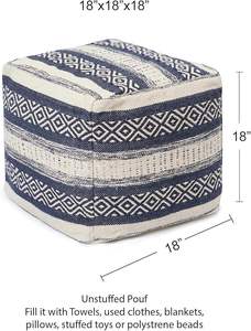 Funda de Puf Otomano de Algodón Hecha a Mano de Lujo, Antiestática, Color y Tamaño Personalizables, Diseño Art Deco Moderno para Sala de Estar - Product Image 2