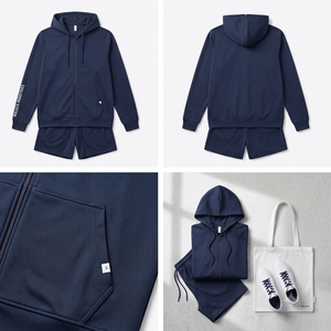 Premium Quality Summer Tracksuits Unisex Custom <b>Embroidery</b> Logo Plain 2-Piece <b>Set</b> Full Sleeve Breathable Eco-Friendly Hooded - Product Image 4