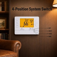 Thermostat d'ambiance à transformateur unique alimenté par batterie ou câblage direct, avec 5+1+1 modes de programmation pour pompe à chaleur domestique