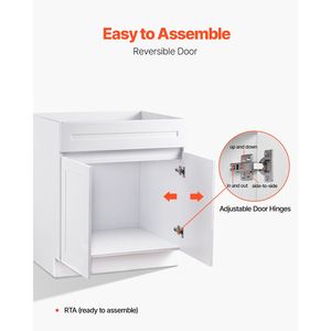 Mobiletto Base Lavello Bianco Shaker da 30 Pollici Non Assemblato, 76 cm L x 61 cm P x 87,5 cm H, Pronto per l'Assemblaggio, con Ante in Alluminio a Chiusura Ammortizzata - Product Image 6