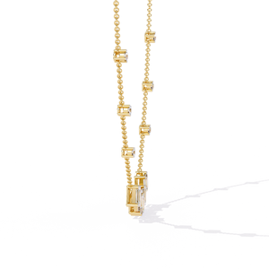 Collar con Cinco Diamantes Cultivados en Laboratorio con Corte Esmeralda, Oro Amarillo de 10K, 14K, 18K, Detalles de Diamantes Redondos en una Cadena Delicada, Joyería de Diamantes - Product Image 3