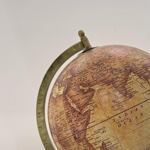 Globo Terráqueo Vintage de Metal con Base de Madera, Diseño Art Deco, Duradero, Personalizable, Educativo, Globo Decorativo de Escritorio - Product Image 3