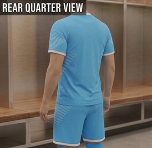 Ensemble de maillot de football bleu clair pour homme, manches courtes, col rond, polyester respirant, taille élastique, coupe régulière, toutes saisons - Product Image 2