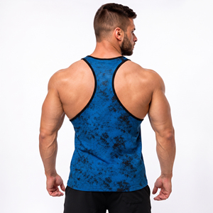 Wholesale <b>Men</b> Printed Tank Top 100% Cotton Polyester Breathable <b>Singlet</b> <b>Men</b> Gym Wear Racerback Top <b>Men</b> Workout Wear Vest Top - Product Image 3
