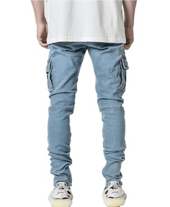 กางเกงยีนส์ผ้าฝ้ายสำหรับผู้ชาย, กางเกงเอวสูงขากางเกงน้ำหนักเบาพิมพ์ลายดิจิตอล - Product Image 1