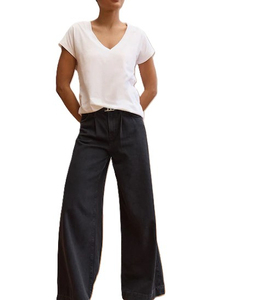 Summer <b>Women's</b> <b>V</b>-<b>Neck</b> Short Sleeve <b>T</b>-<b>Shirt</b> 100% Cotton Eco-Friendly Quick Dry Breathable High Quality Sports Gym Wear - Product Image 4
