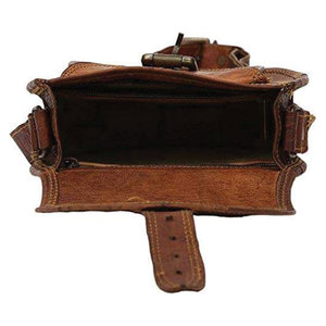 กระเป๋าหนังแท้ SALVA LEATHER แบบสะพายข้าง สีน้ำตาลทรงอานม้า พร้อมตัวล็อคแบบหัวเข็มขัด กระเป๋าสะพายไหล่สำหรับทุกเพศ ความจุปรับแต่งได้ - Product Image 5