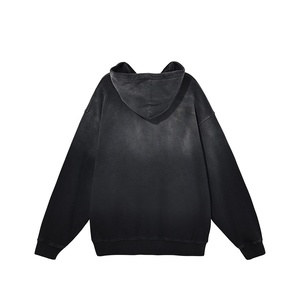 Sweat à capuche délavé personnalisé style streetwear hip-hop sans cordon pour homme - Product Image 2
