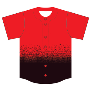 Maillot de baseball pour homme, dégradé rouge et noir, manches courtes, boutons sur le devant, tissu polyester respirant et anti-humidité - Product Image 2