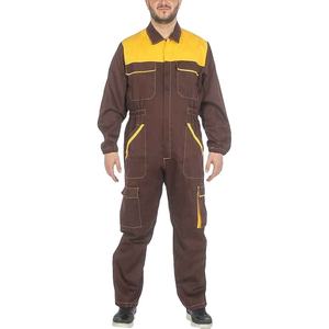 Combinaison de travail pour homme, manches longues, marron jaune, fermeture éclair intégrale, plusieurs poches, anti-poussière, uniforme en coton - Product Image 3