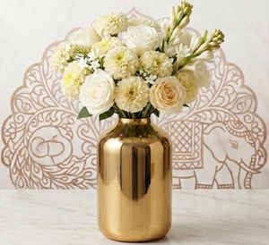 Vase à fleurs en métal élégant, décoratif, doré, accent de décoration pour la maison, centre de table pour salon, chambre, bureau, salle à manger - Product Image 2