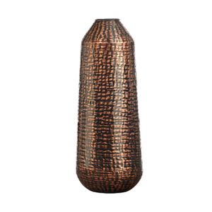 แจกันทรงกระบอกโลหะลายนูน แจกันดอกไม้โลหะทำมือ สีดำโบราณ - Product Image 5