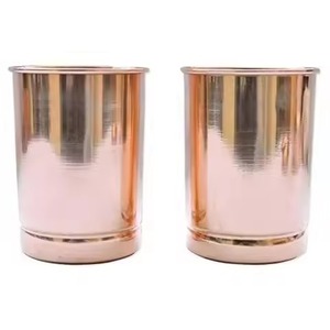 Juego de 2 Vasos de Cobre con Diseño de Puntos, Vasos Martillados de 350 ml para Servir Jugos, Hostelería y Catering - Product Image 5