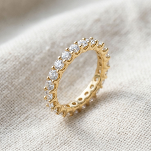 Anillo de Eternidad de Oro de 18K con Diamantes, Corte Brillante Redondo, Banda con Engaste de Garras, Joyería para Aniversario de Bodas - Product Image 3