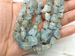 Aquamarine Blue Rough Tumble Nugget 8Inch Strand 10-15MM Long Approx Wholesaler Supplies Natural <b>Stone</b> for Jewelry Making - Product Image 3