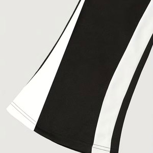 Pantalon de survêtement évasé pour homme, style décontracté urbain, respirant, coupe ample, à jambe large, avec imprimé étoiles et blocs de couleur, motif bulles - Product Image 1