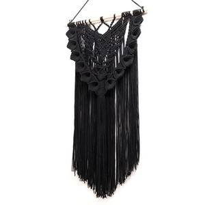 Tapisserie murale en macramé noir en coton à motifs géométriques, vente en gros Inde - Product Image 2