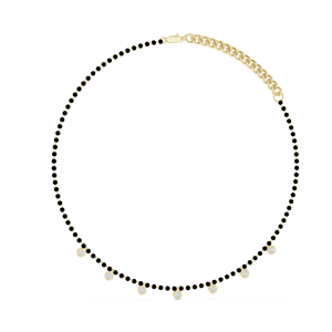Collier Mangalsutra en or jaune avec diamants de laboratoire et diamants ronds sertis en clos |   Bijoux de mariage élégants - Product Image 2