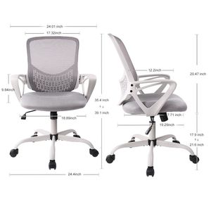 Silla Ejecutiva Ergonómica para Visitas con Soporte Lumbar, Cuero PU Gris, Capacidad de 250 lb, para Oficina en Casa y Dormitorio - Product Image 2