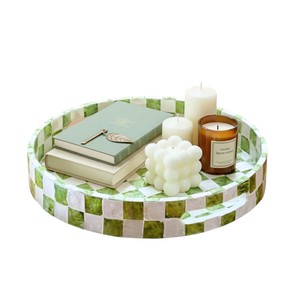 Bandeja de Servir de Lujo con Incrustaciones de Madreperla Hecha a Mano, Bandeja Decorativa para el Hogar, Hotel, Restaurante, para Servir y como Regalo - Product Image 1