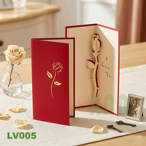 Handmade 3D Pop-Up Rose Love Couple <b>Wedding</b> Invitation Greeting <b>Card</b> Die-Cut Custom Printed Paper Cutting Gift <b>Box</b> Birthday - Product Image 3